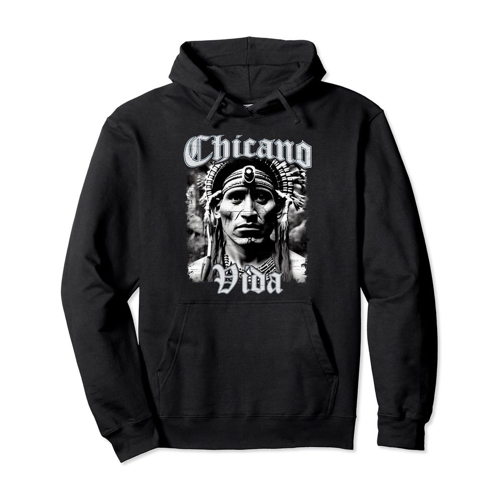 Chicano Vida Vintage Aztec Native American Mexican Pullover Hoodie